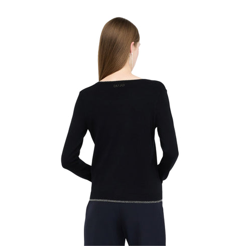 Cardigan Donna in misto viscosa a tinta unita, dettaglio in lurex sui bordi